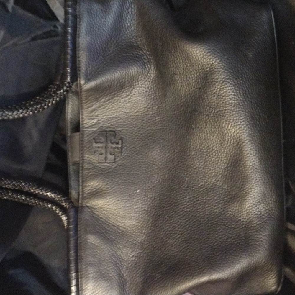 Tory Burch black soft leather shoulder purse, matching wallet available as well